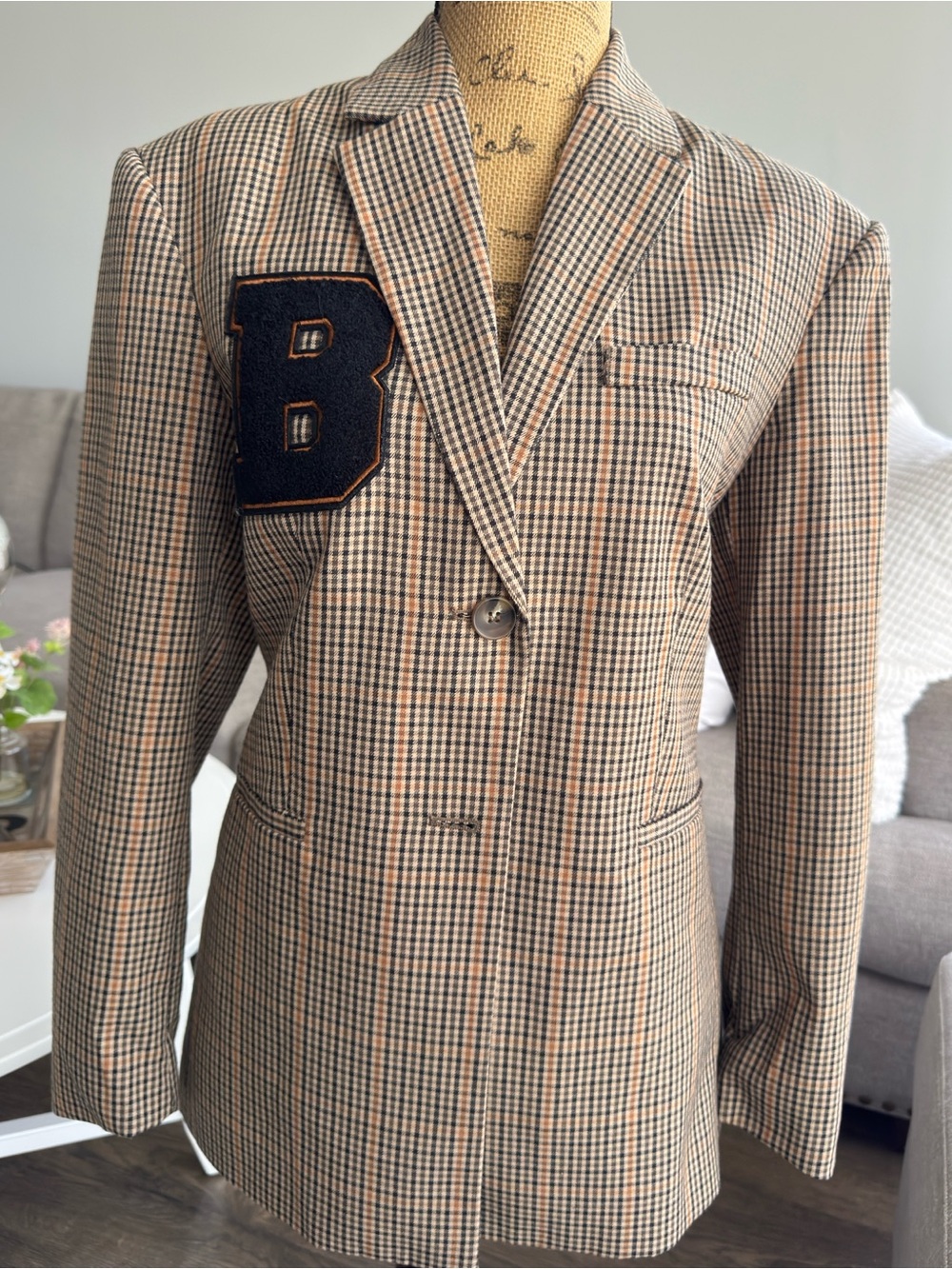 Houndstooth Check Women’s  Blazer in Brown and Black